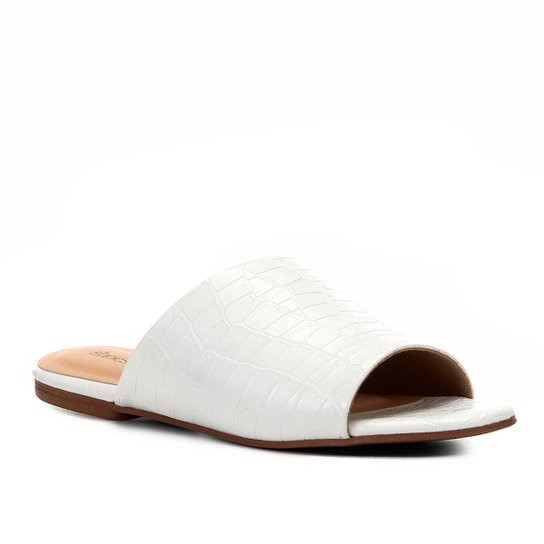 Rasteira Shoestock Slide Croco - Branco