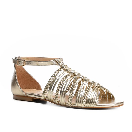 Rasteira Shoestock Trança - Dourado