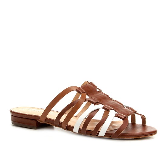 Rasteira Shoestock Transpassada - Caramelo