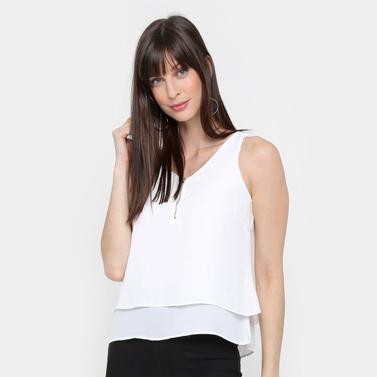 Regata Aishty Babado Sobreposto Feminina - Off White