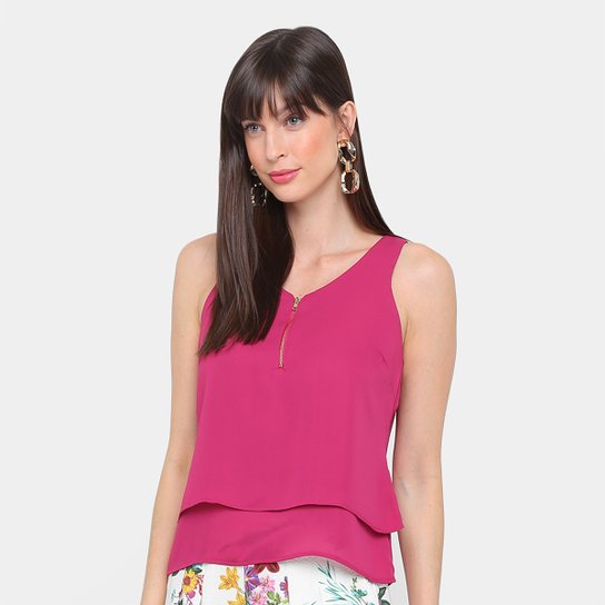 Regata Aishty Babado Sobreposto Feminina - Pink