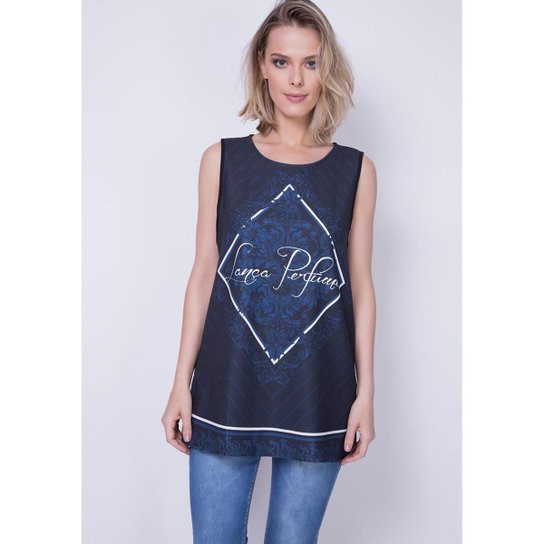 Regata Alongada Estampada Lança Perfume - Azul