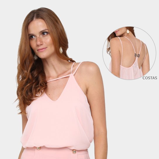 Regata Colcci Alça Dupla Ferragem Costas Feminina - Rosa