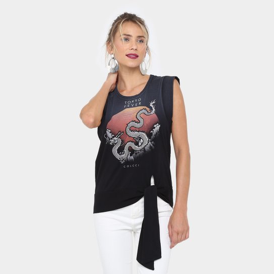 Regata Colcci Dragão Chinês Feminina - Preto