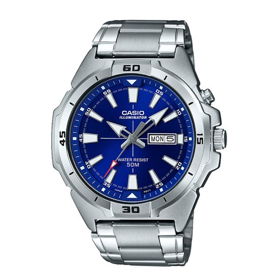 Relógio Casio Collection Analógico MTP-E203D Feminino - Azul+Prata
