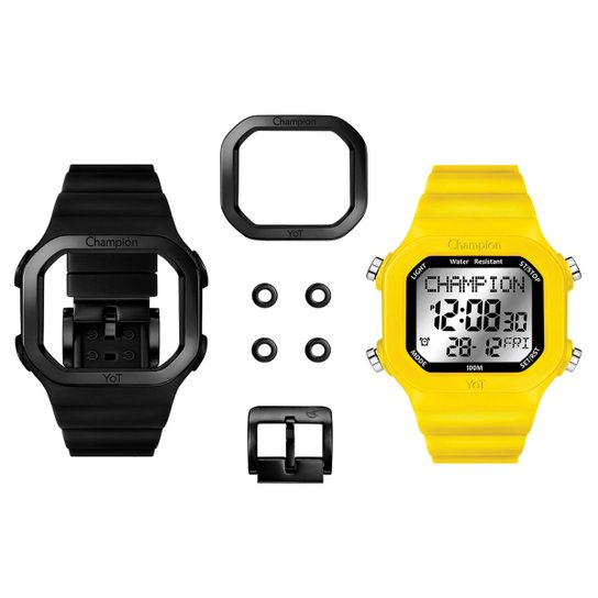 Relógio Champion YOT CP40880I - Preto+Amarelo