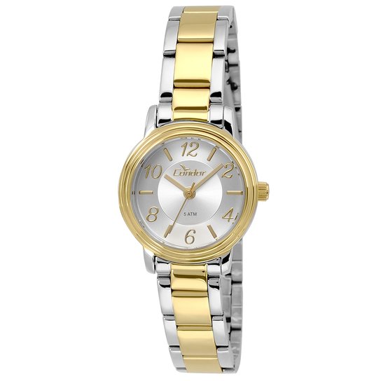 Relógio Condor Feminino Mini - Prata+Dourado