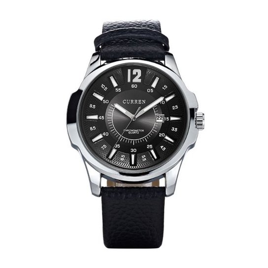 Relógio Curren Analógico 8123 Prata e Preto - Prata+Preto