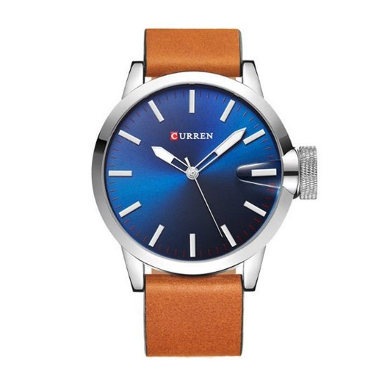 Relógio Curren Analógico 8208 Prata e Azul - Prata+Azul
