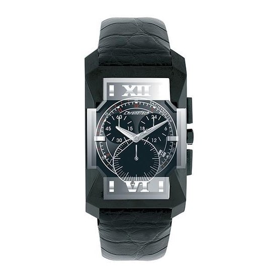 Relógio De Pulso Chronotech Diagonal - Aço Preto - Prata+Chumbo