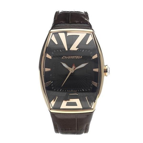 Relógio De Pulso Chronotech High Fashion - Aço Dourado - Prata+Marrom