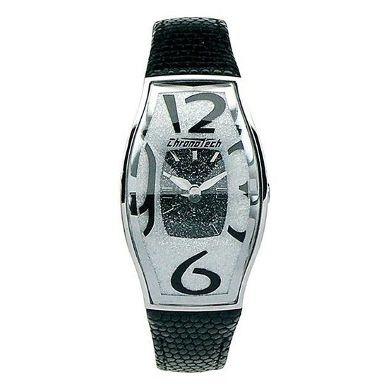 Relógio De Pulso Chronotech Prisma Flat - Aço - Prata+Preto