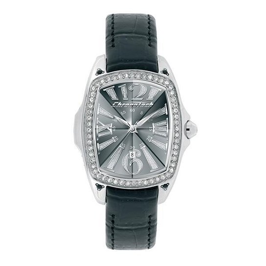 Relógio De Pulso Chronotech Prisma Lady Night - Aço C - Prata+Preto