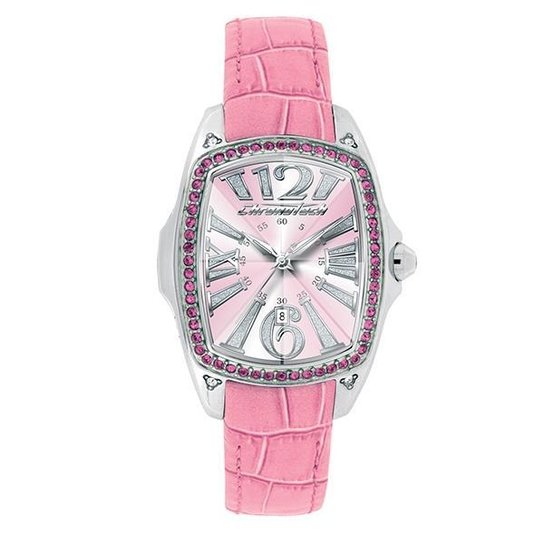Relógio De Pulso Chronotech Prisma Lady Night - Aço - Prata+Rosa