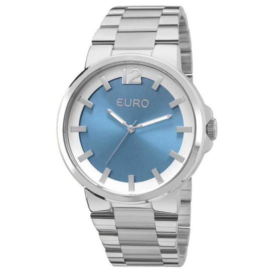 Relógio Euro - Prata+Azul