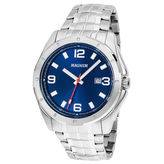 Relógio Magnum Analógico MA32809F Masculino - Prata+Azul