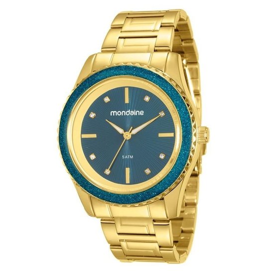 Relógio Mondaine Feminino - Dourado+Azul