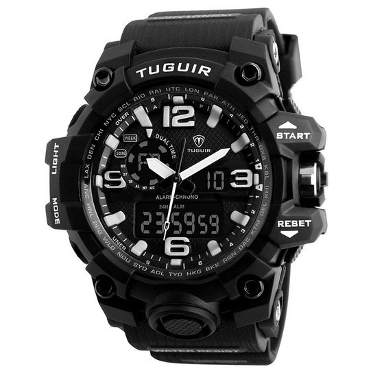 Relógio Tuguir Anadigi TG1155 - Preto+Branco