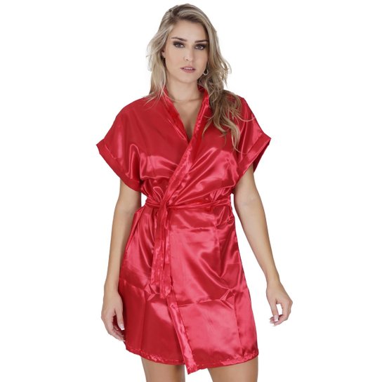 Robe Click Chique Manga Curta Com Amarradura - Vermelho