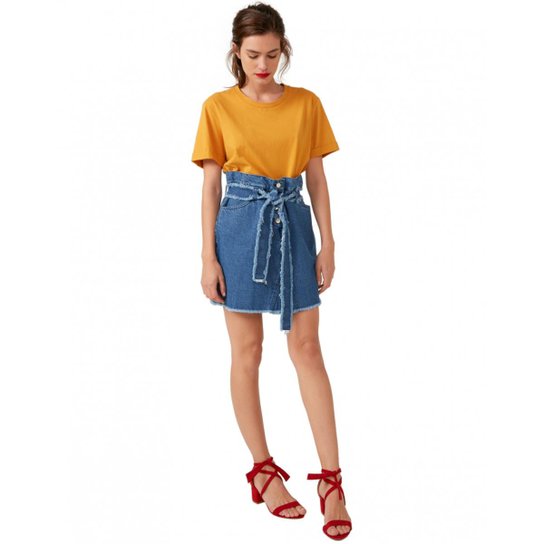 Saia Amaro Jeans Clochard Feminina - Azul