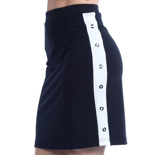 Saia Curta Carlan com Faixa Lateral de Ílhos - Preto