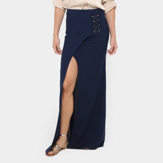 Saia Holin Stone Longa Fenda - Azul