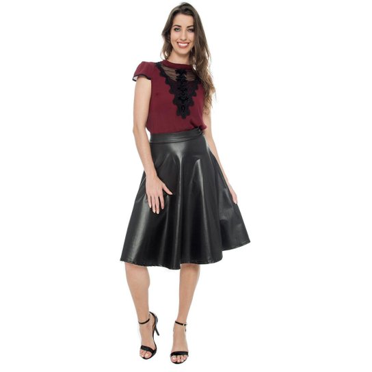 Saia Jogabe Midi Cirre - Preto
