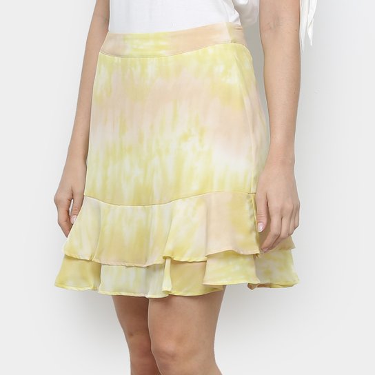 Saia Jolie Tie Dye Babados - Bege