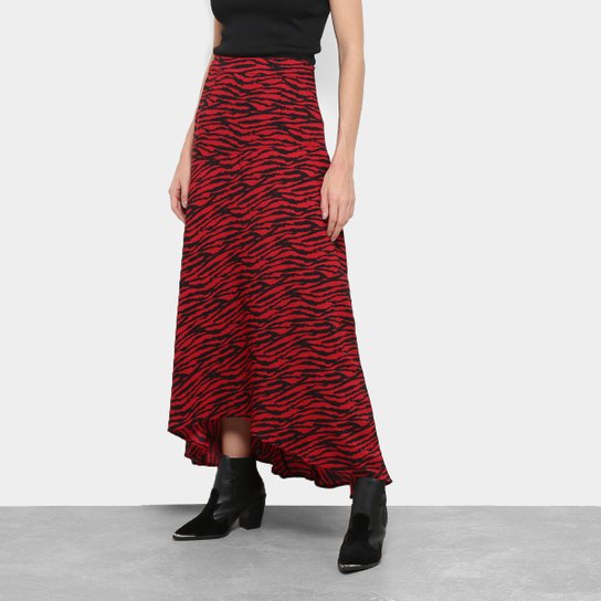 Saia Longa Top Moda Zebra - Vermelho
