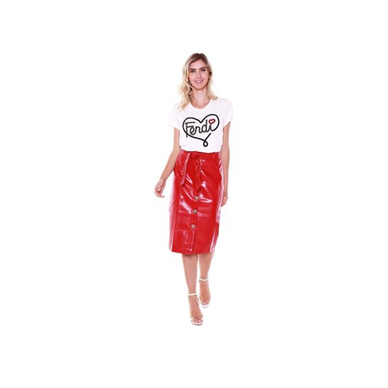 Saia Studio 21 Fashion Lapis Couro - Vermelho