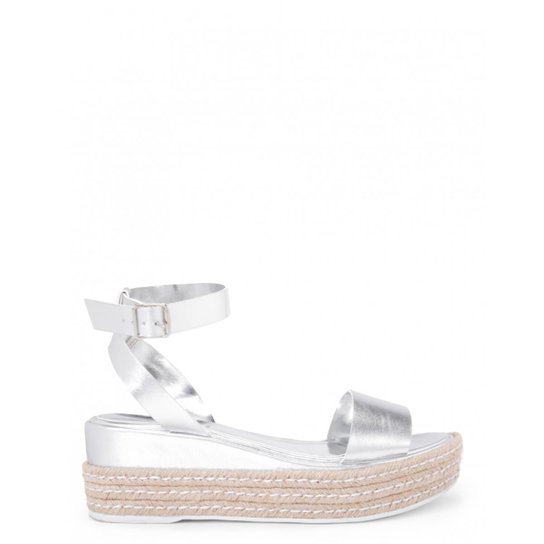 Sandália Amaro Flatform Com Corda Feminino - Prata
