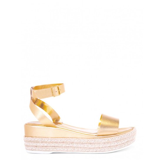 Sandália Amaro Flatform Com Corda Feminino - Dourado