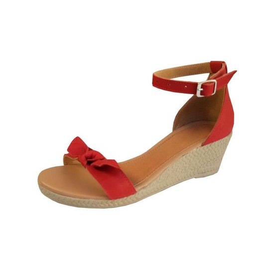 Sandália Anabela Couro Pórtice Feminino - Vermelho