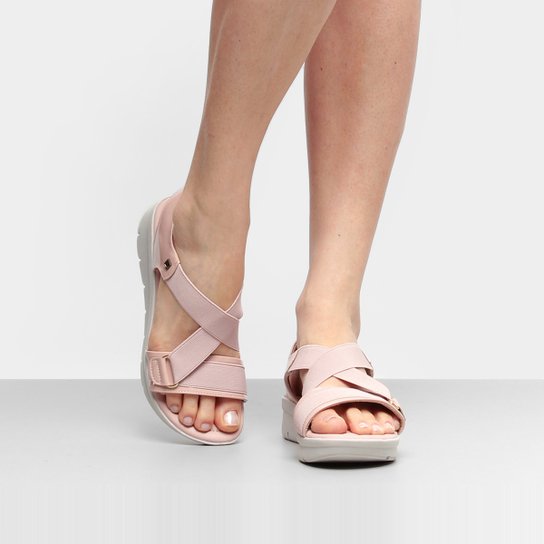 Sandália Anabela Piccadiilly Tiras Elásticas Feminina - Rosa