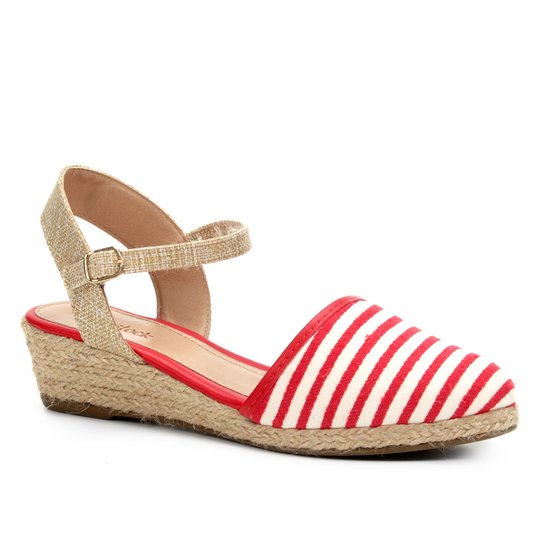 Sandália Anabela Shoestock Espadrille Linho Feminina - Vermelho