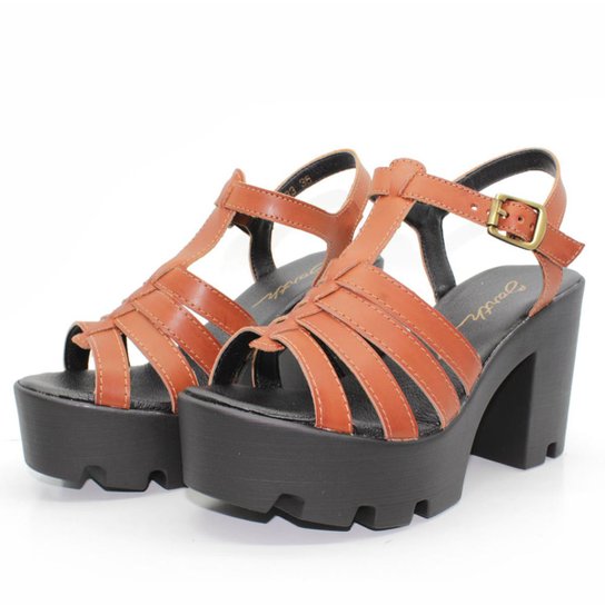 Sandália Barth Shoes Misty Meia Pata Tratorada Feminina - Preto+Marrom