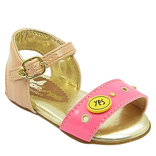 Sandália Com Pataches Pé com Pé - Rosa+Dourado