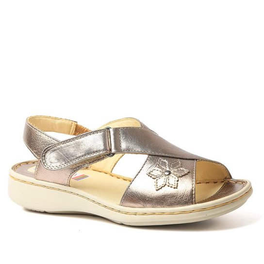 Sandália Couro 293 Metalic Doctor Shoes Feminina - Cinza