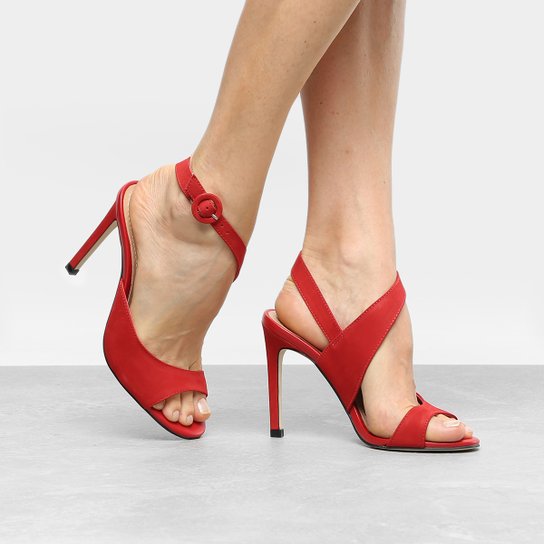 Sandália Couro Dumond Santo Alto Nobuck Feminina - Vermelho