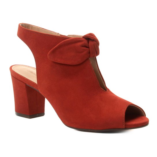 Sandália Couro Shoestock Laço Nobuck Feminina - Caramelo