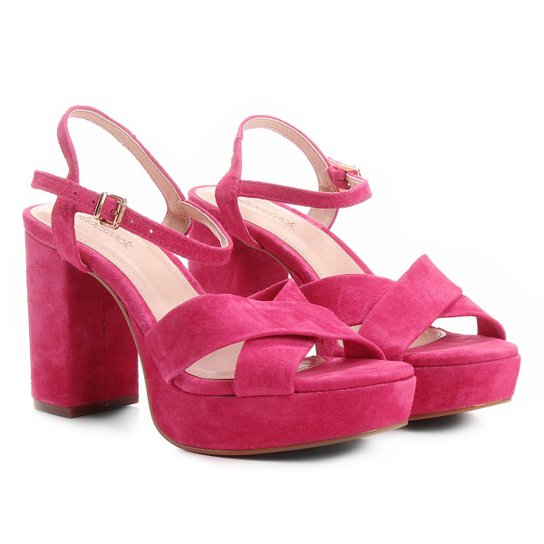 Sandália Couro Shoestock Meia Pata Feminina - Pink