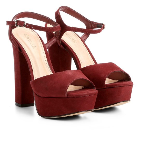 Sandália Couro Shoestock Meia Pata Feminina - Bordô