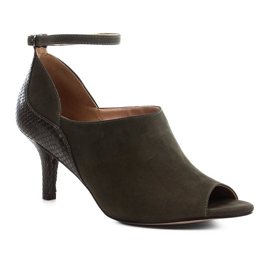 Sandália Couro Shoestock Snake Curves Feminina - Musgo