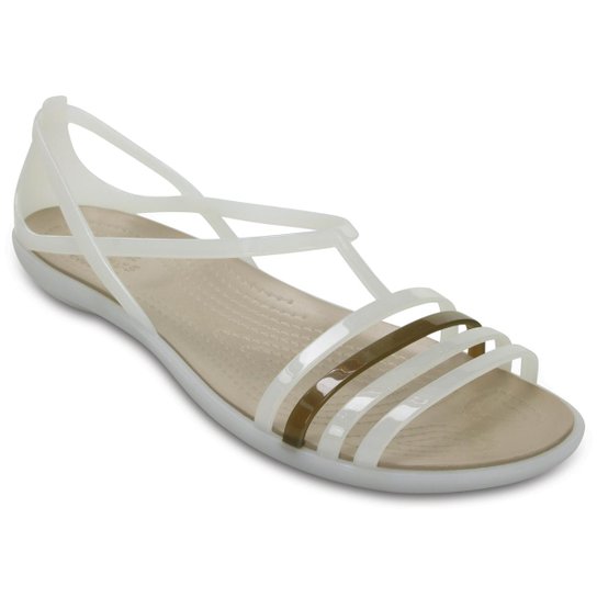 Sandália Crocs Isabella Sandal W Carnation Feminina - Branco+dourado