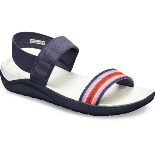 Sandália Crocs Literide Sandal Feminina - Branco+Azul