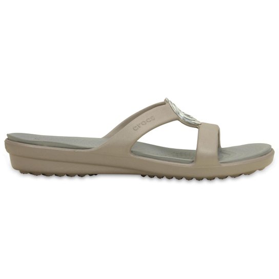 Sandália Crocs Sanrah Beveled Circle Sandal - Bege