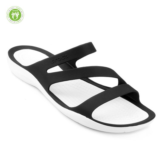 Sandália Crocs Swiftwater - Preto+Branco