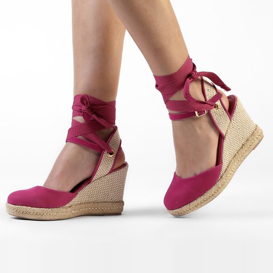 Sandália Di Cristalli Espadrille Amarração - Pink