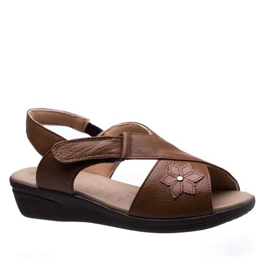 Sandália Doctor Shoes Couro Feminina - Caramelo