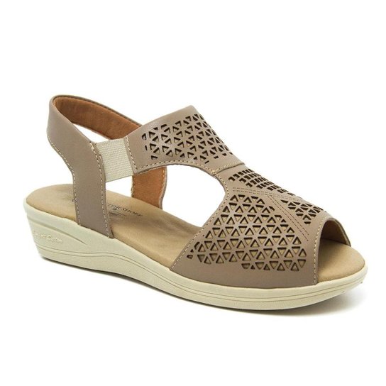 Sandália Feminina Anabela 186 em Couro Doctor Shoes - Bege